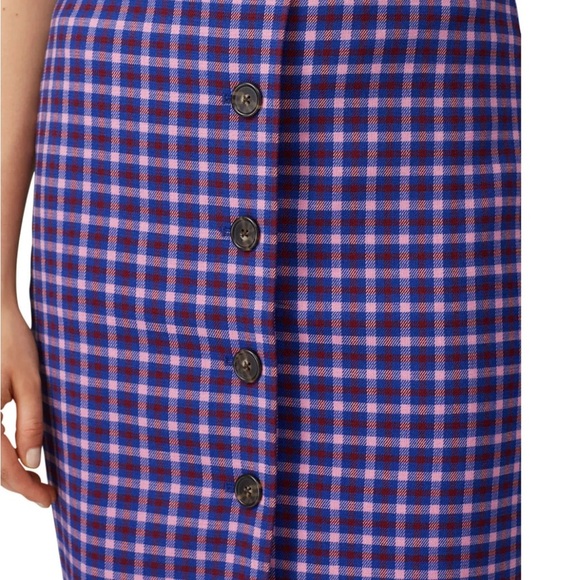 EUC like new size 12 Large J. Crew Purple Plaid Pencil Skirt with buttons. - Picture 2 of 14